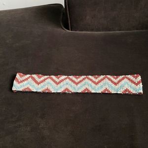 Beaded Elastic Handmade Tourqoise Red White Beads